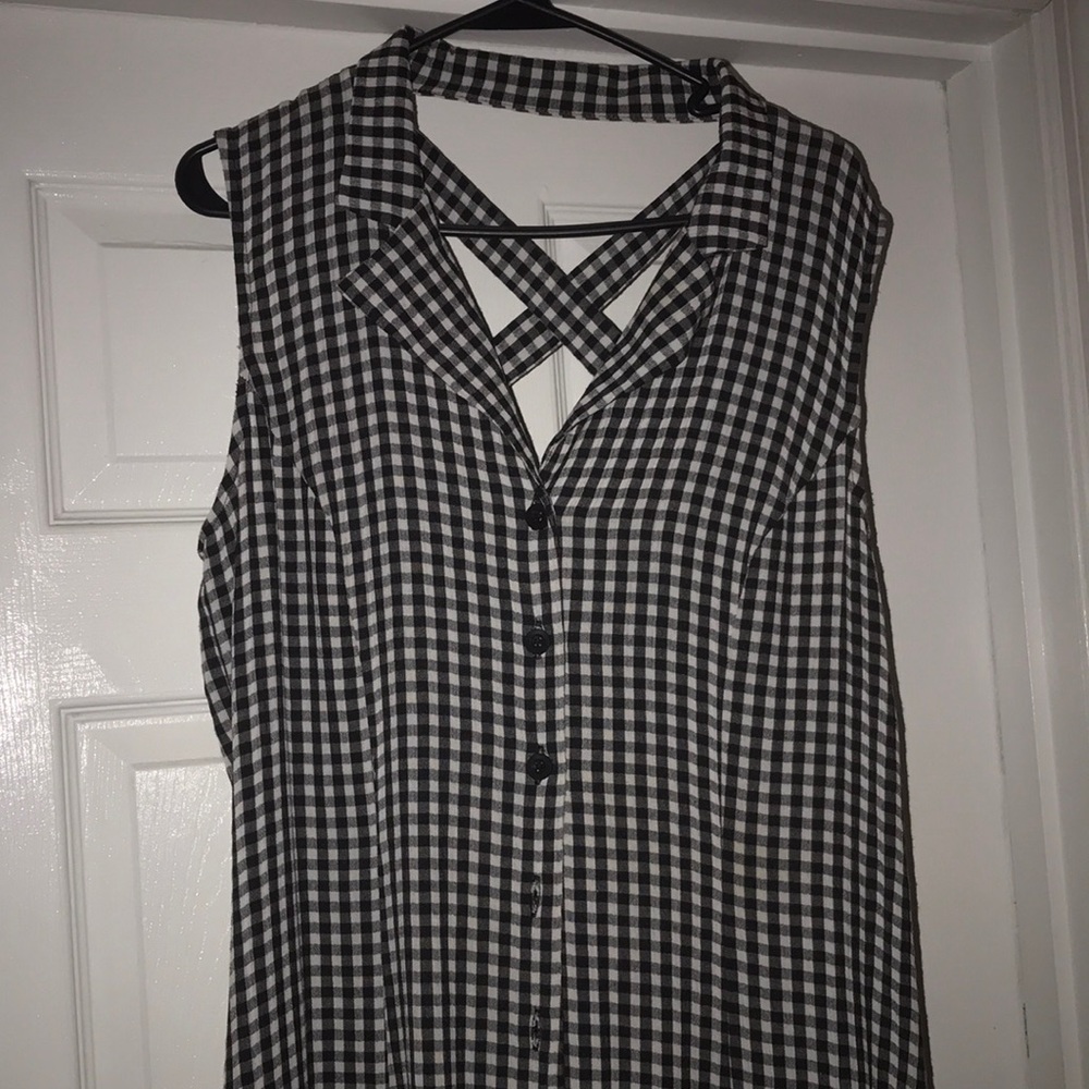 Vintage black and white plaid dress